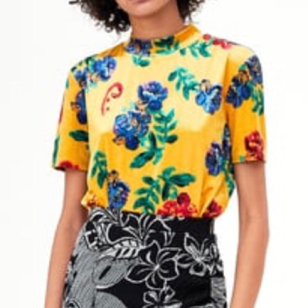 Zara Velvet Mock Neck Top